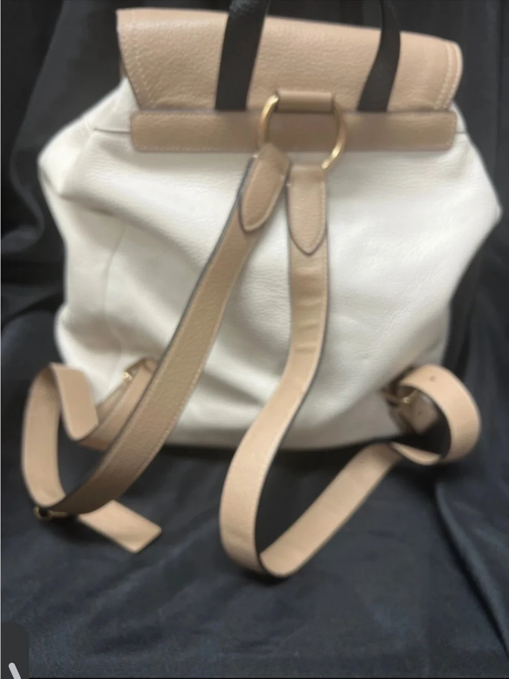 Coach Two-Tone Pebbled Leather Backpack in Beige and White
